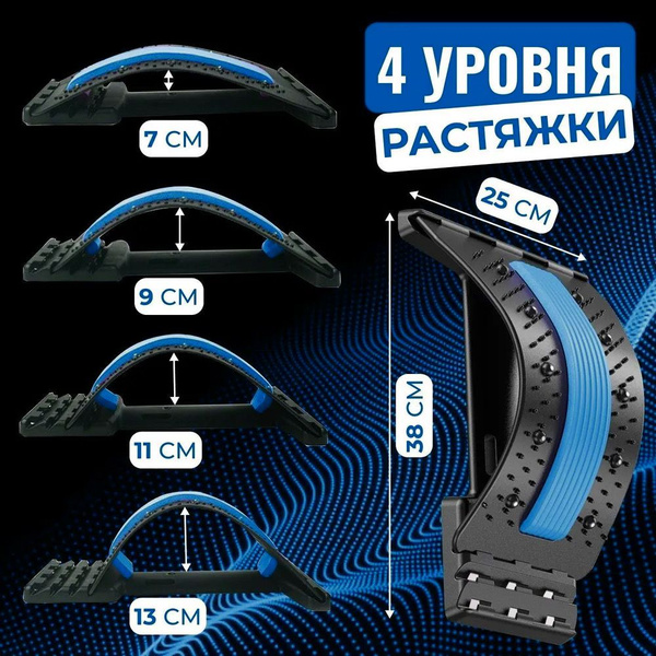 Тренажёр мостик массажный с магнитными вставками для спины и шеи ...