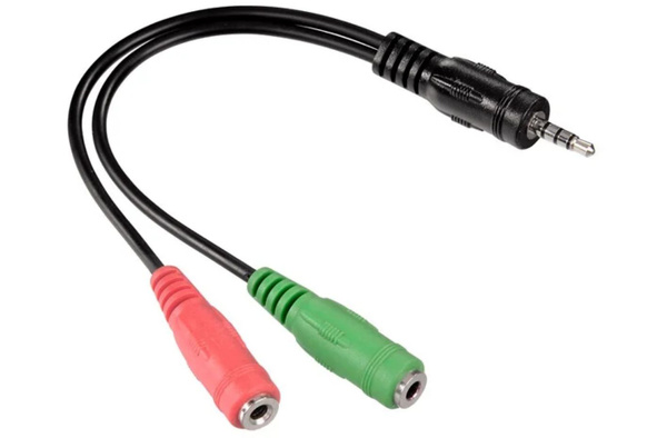 Переходник Hama 4 pin 3.5 мм Jack (m) 2x3.5 мм Jack (f) черный ...
