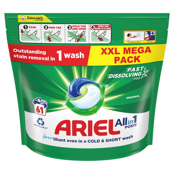 Капсулы для стирки Ariel Pods 3в1 Original, 45+16 шт - купить с ...