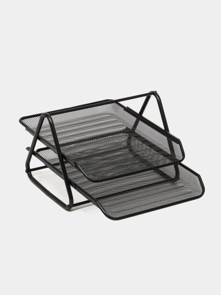 Лоток горизонтальный чёрный 2-х уровневый металлическая сетка - купить ...