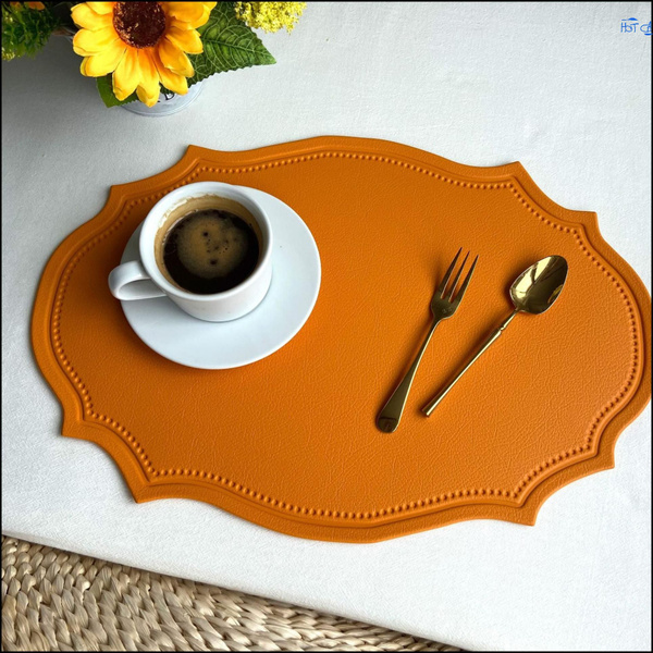 Кожаная двухсторонняя сервировочная салфетка, двухцветная подставка под ...