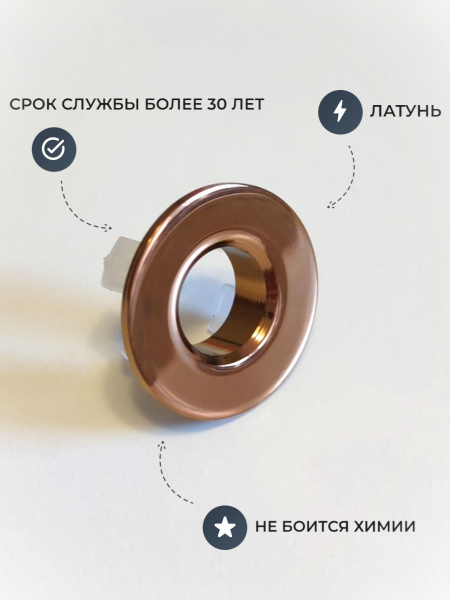 Втулка для перелива раковины, Латунь Premium / заглушка металлическая ...