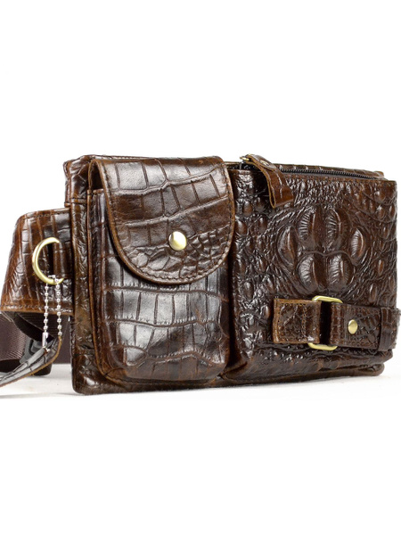 Сумка на грудь / пояс мужская / женская из натуральной кожи темно ...