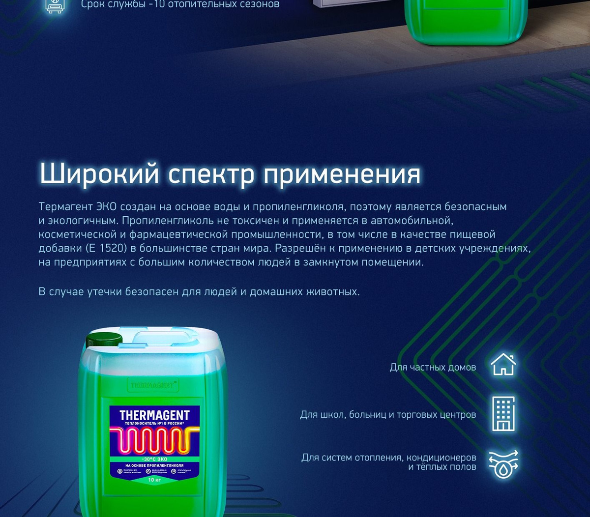 Теплоноситель Thermagent ЭKO -30 на основе пропиленгликоля 10 кг ...