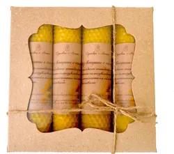 Набор свечей из вощины с календулой. ;
В набор входят 4 свечи размерами 13-3 см.;
Упакованы свечи в  ...