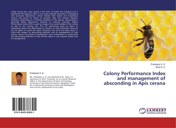 Обложка книги Colony Performance Index and management of absconding in Apis cerana, Pradeepa S. D. and Bhat N. S.