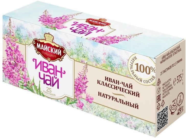Чайный напиток Майский "Иван-чай Классический", 12 шт по 25 пакетиков ...