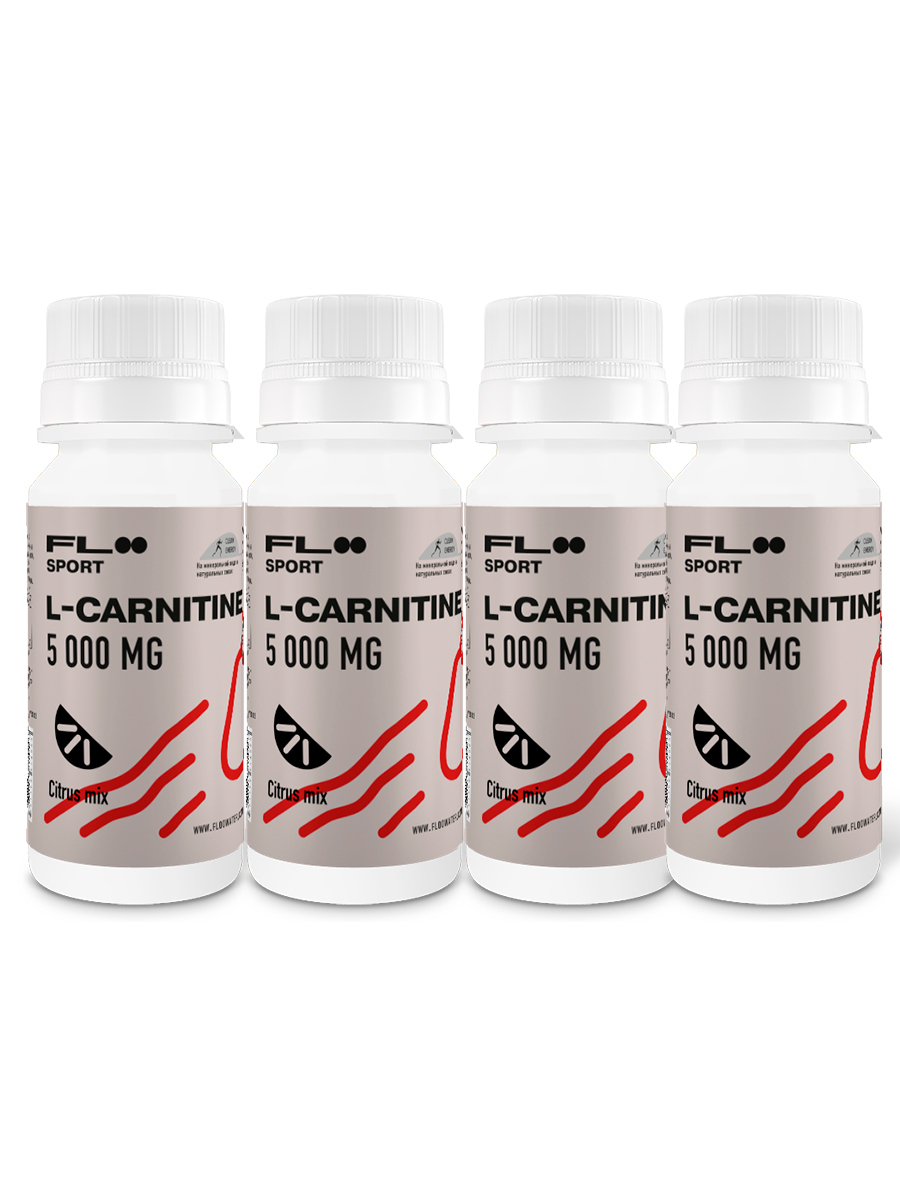 Набор4штКарнитинFlooSportL-Carnitine5000CitrusMix60мл