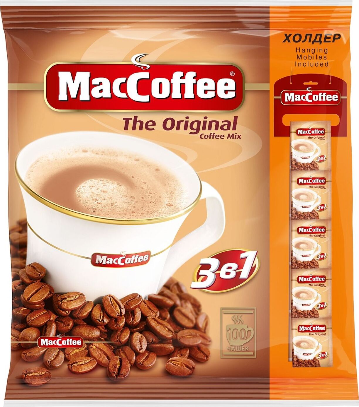 Напиток кофейный растворимый MacCoffee 3 в 1, 100 шт.