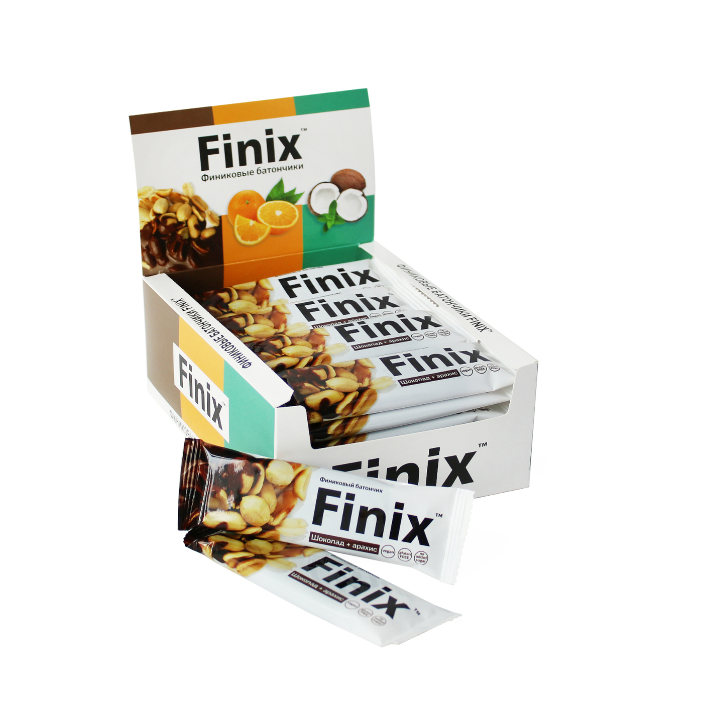 Финиковый батончик "Finix" с арахисом и шоколадом 24 шт по 30 г ...