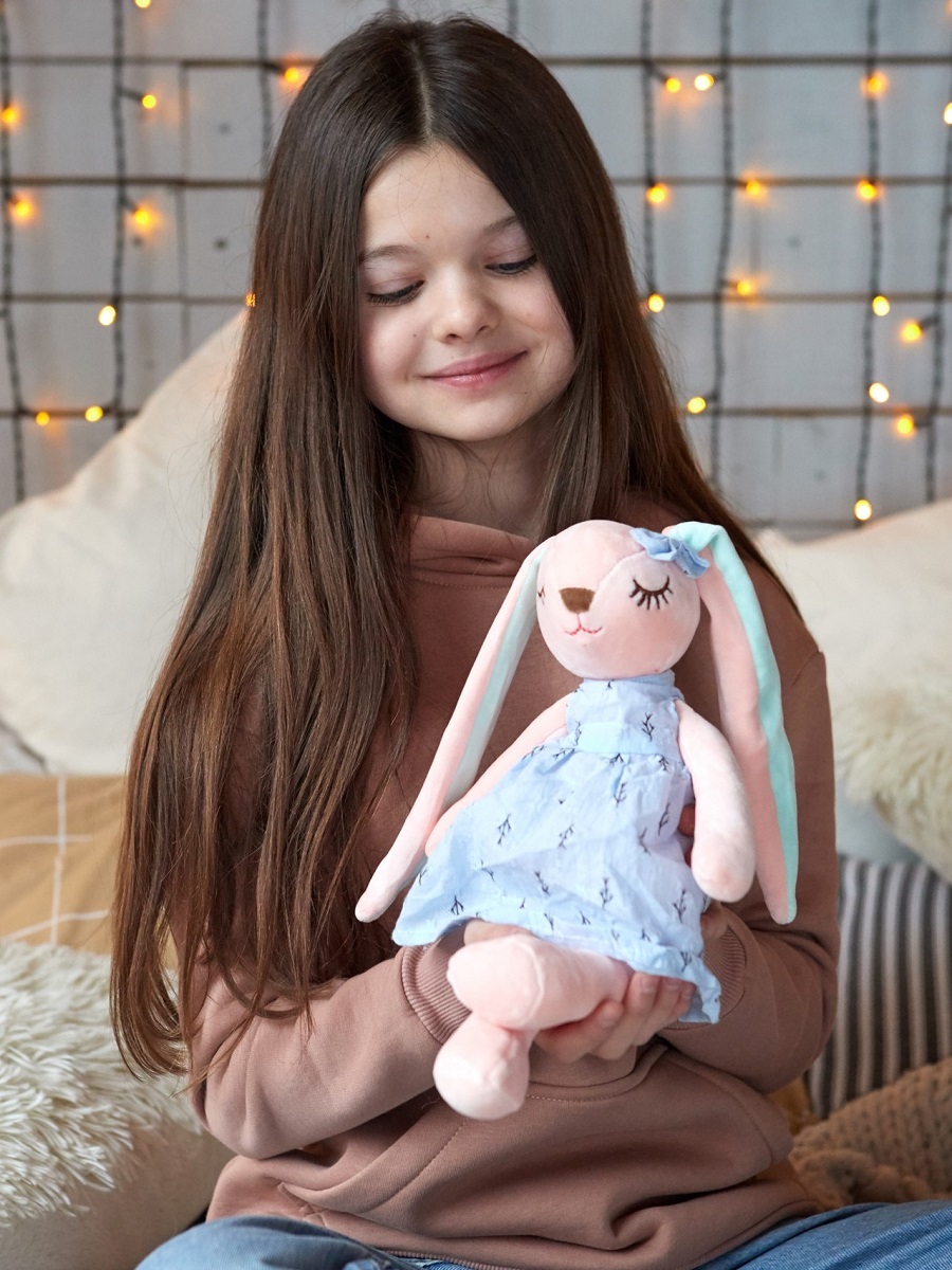 Мягкие игрушки/Мягкая игрушка Спящая Зайка, 22 см/Мягкие игрушки для ...