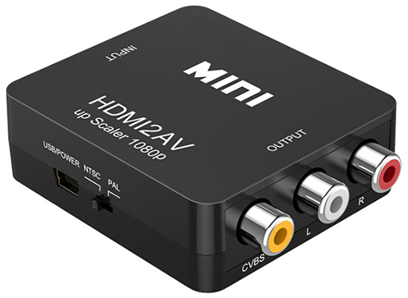 Конвертер GSMIN BP21 HDMI (F) - AV RCA (F), (питание mini USB) Full HD 1080p