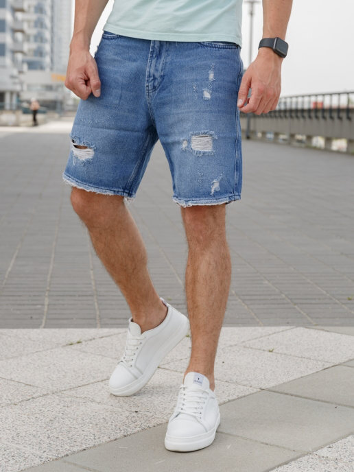 Мужские джинсовые шорты с чем носить фото