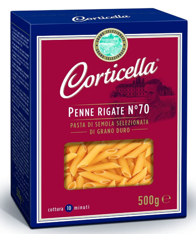 Макароны Corticella Penne Rigate №70 Рифленые перья, 500 г — купить в ...