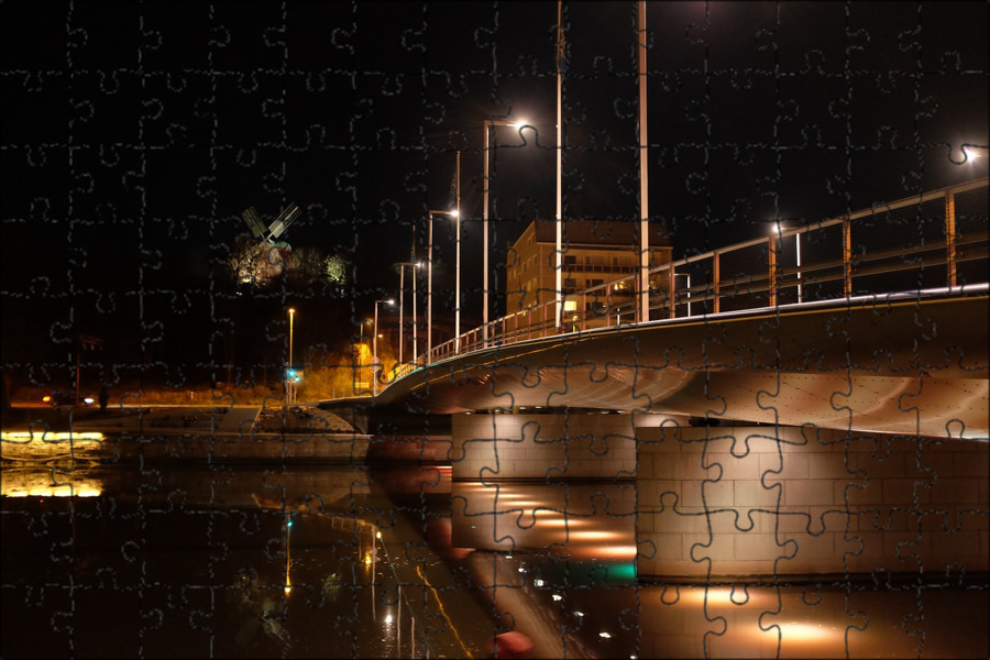 Wallpaper bridge, river, building, lights, night hd, picture, image