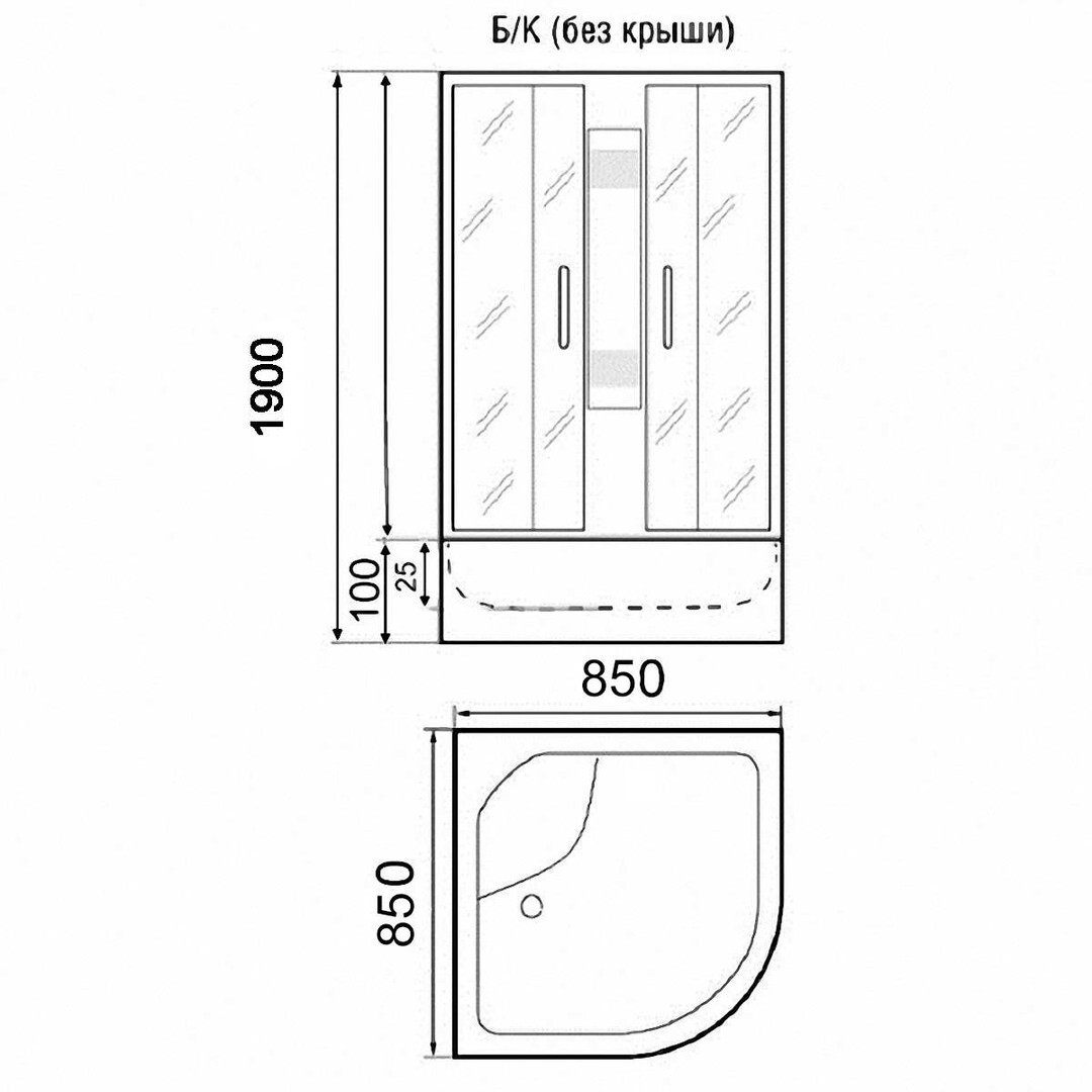 Душевая кабина Parly TMF911 85x85 без крыши, низкий поддон, матовая