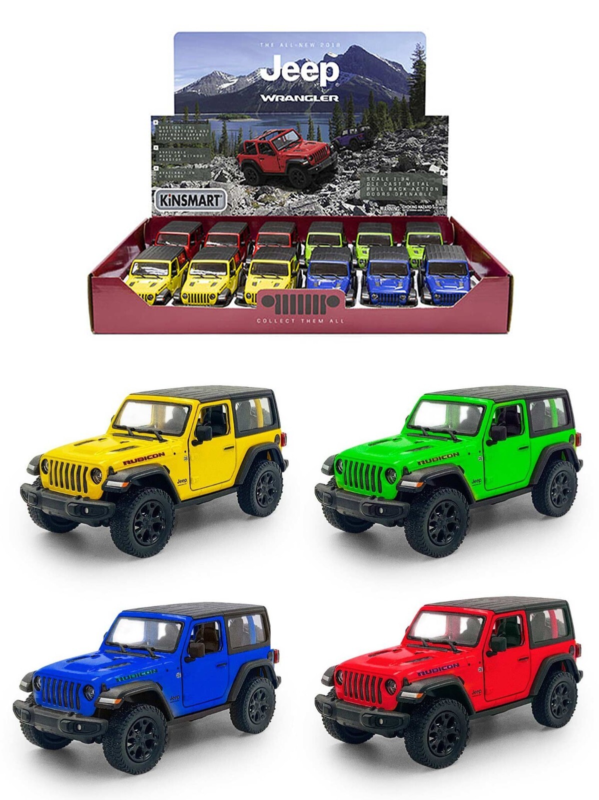 Металлическая машинка Kinsmart 1:34 2018 Jeep Wrangler (Жесткий верх)  KT5412DB, инерционный / Микс — купить в интернет-магазине OZON с быстрой  доставкой