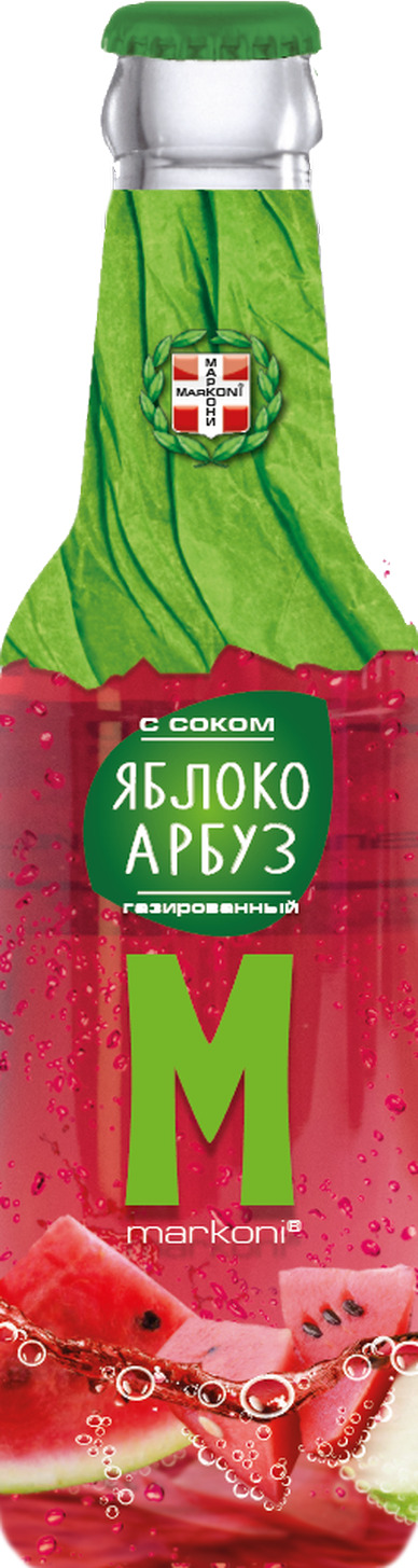 Напиток MARKONI сокосодержащий газированный Яблоко-Арбуз, 0,25л ...