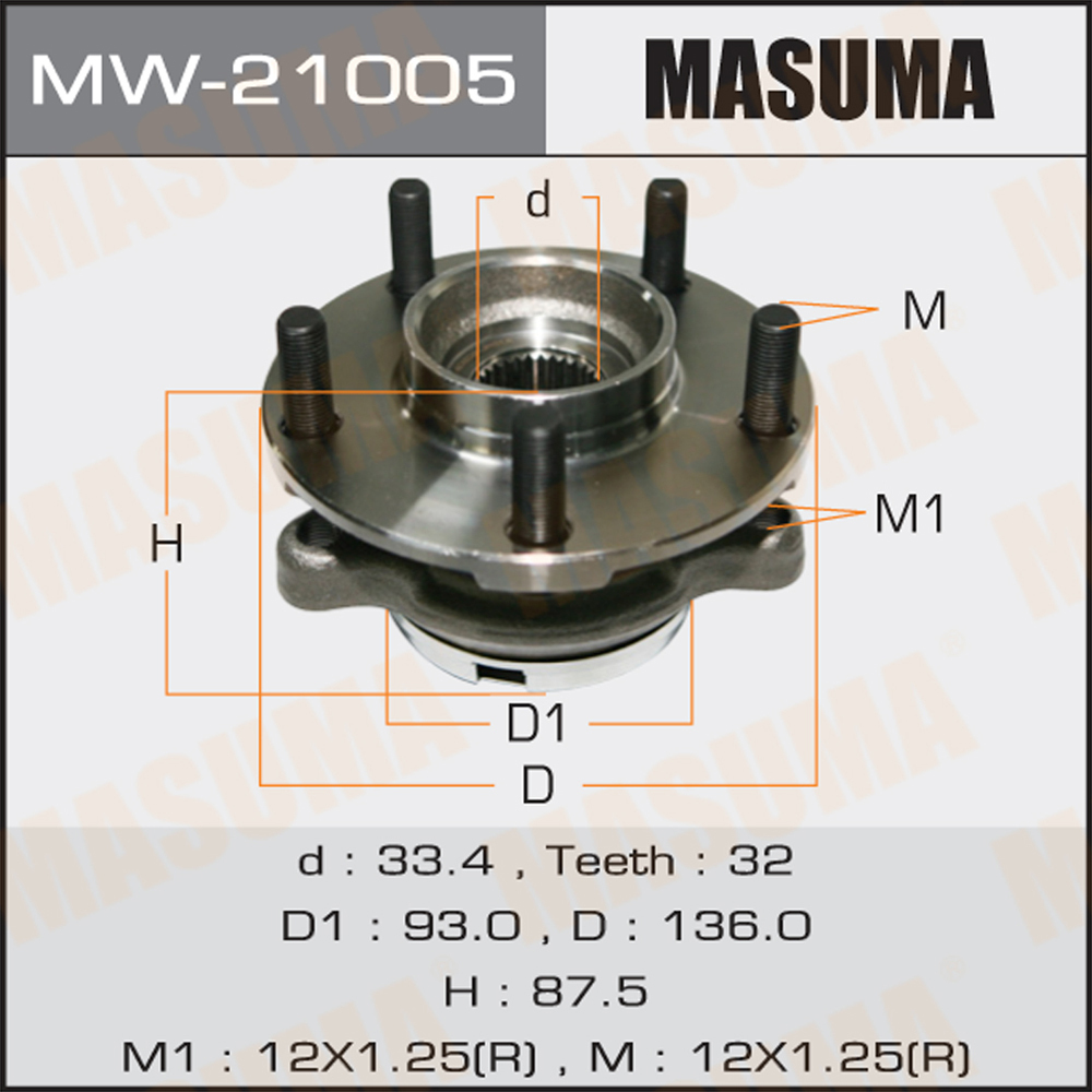 Ступица Nissan Murano (Z51) 08-13, Teana (J32) 08-13 передняя MASUMA