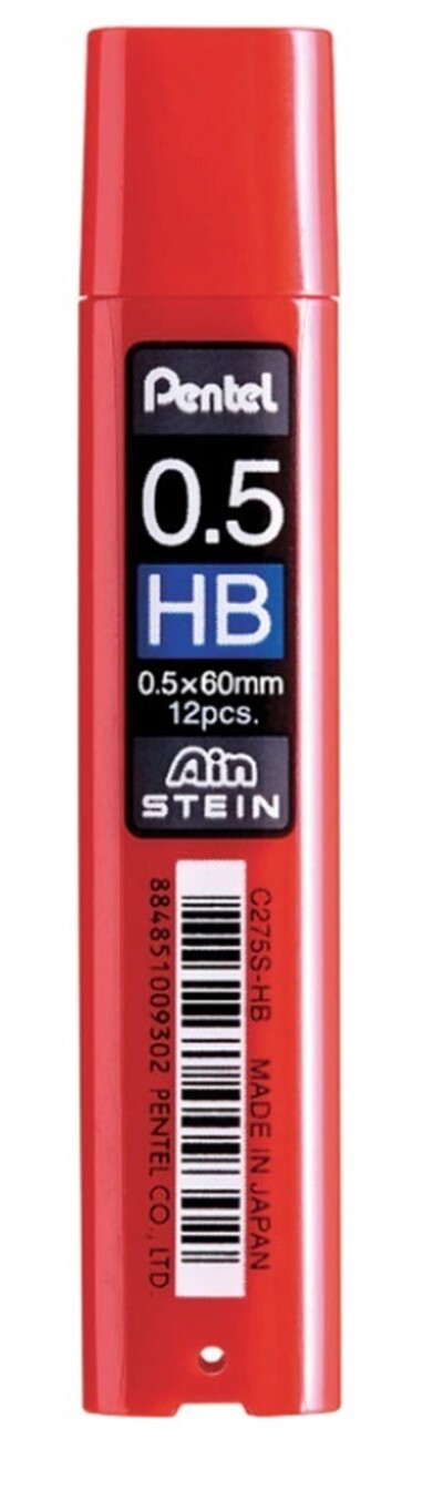 Грифели PENTEL Ain Stein, НВ, 0,5 мм, 12 шт