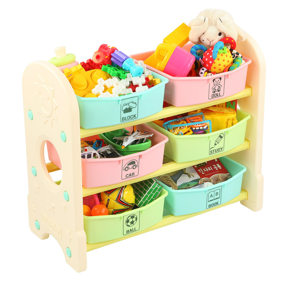 стеллаж с ящиками для игрушек в детскую комнату