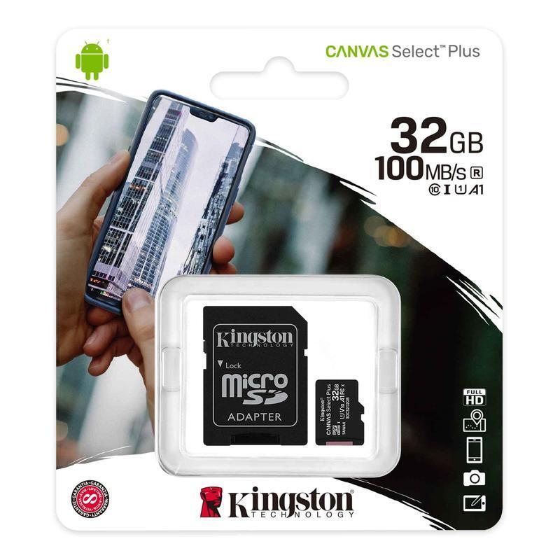 КартапамятиMicroSDXCKingston32GbCanvasSelectPlusSDCS2/32GBUHS-IU1A1(100/10MB/s)