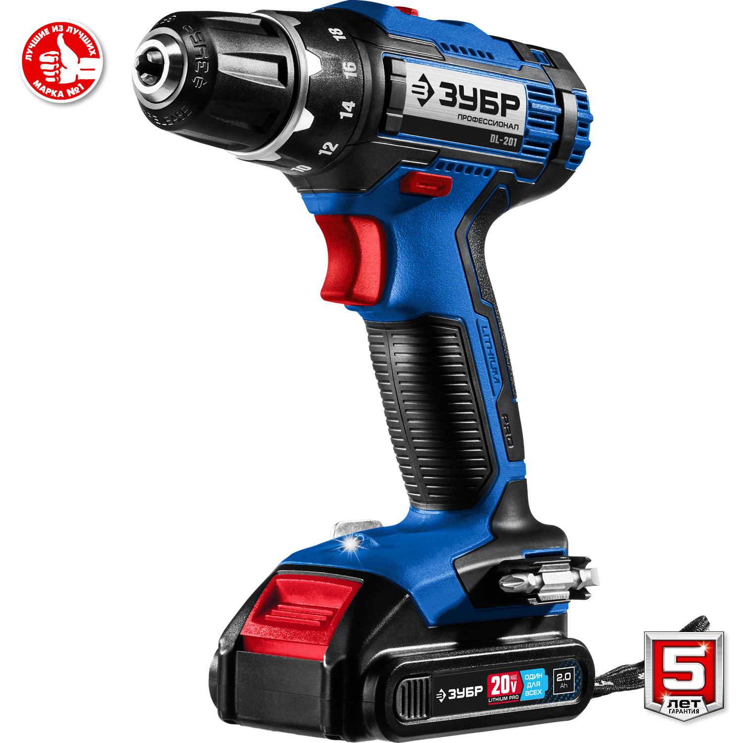ЗУБР20В,2АКБ(2Ач),вкейсе,дрель-шуруповерт,Профессионал.DL-201-22