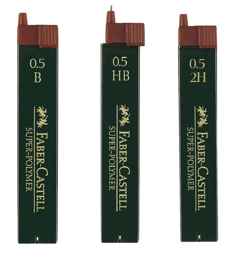 Грифели Faber-Castell Super-Polymer 0,5 мм, твердость B + HB + 2H, 3 тубы по 12 шт.