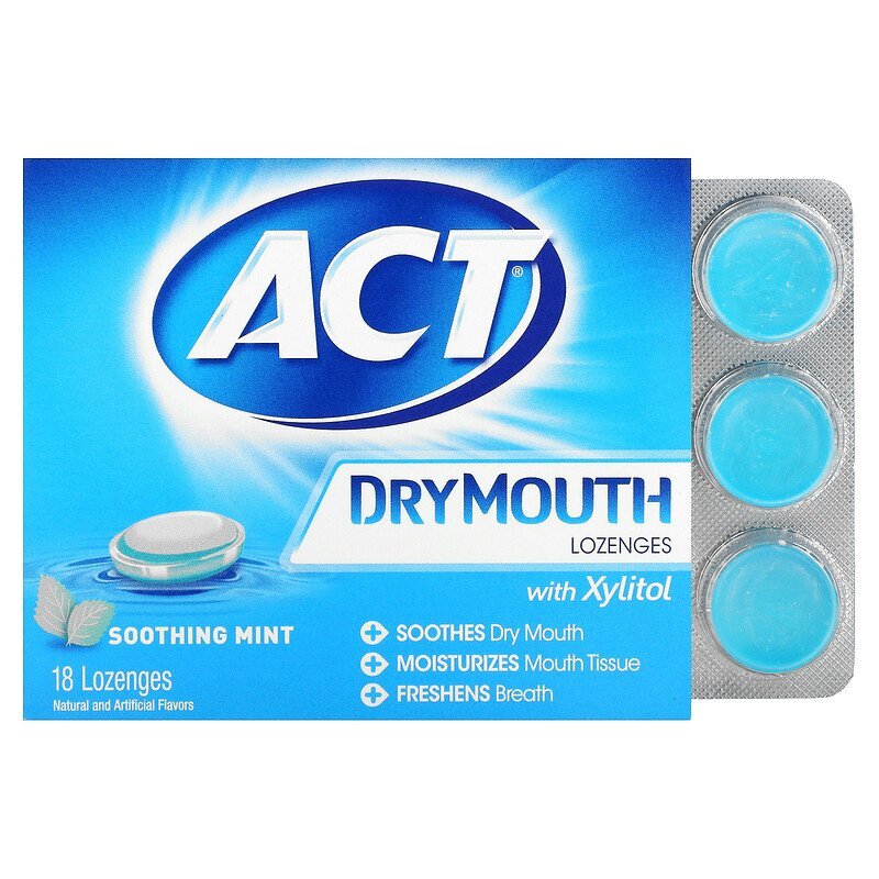 Act, леденцы от сухости во рту, с ксилитолом, успокаивающая мята, 18 ...