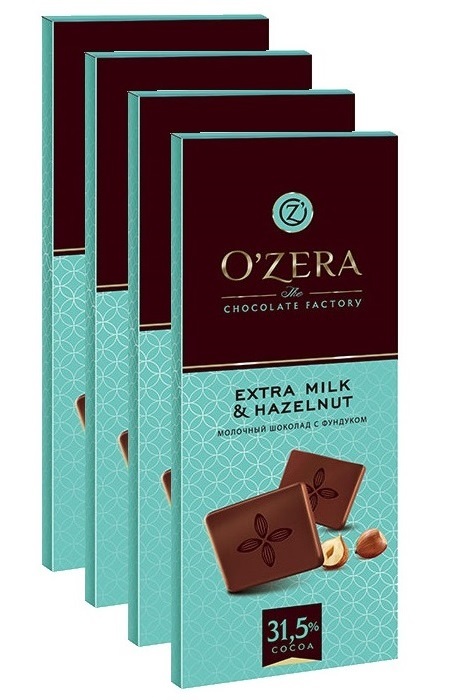 Шоколад молочный OZera Extra milk & Hazelnut, КДВ, 4 шт по 90 г ...