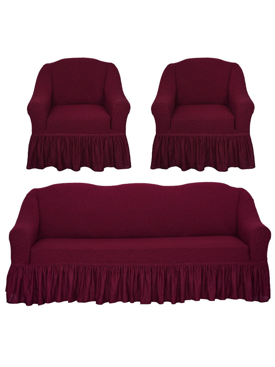 Комплект чехлов на диван и 2 кресла с оборкой корона