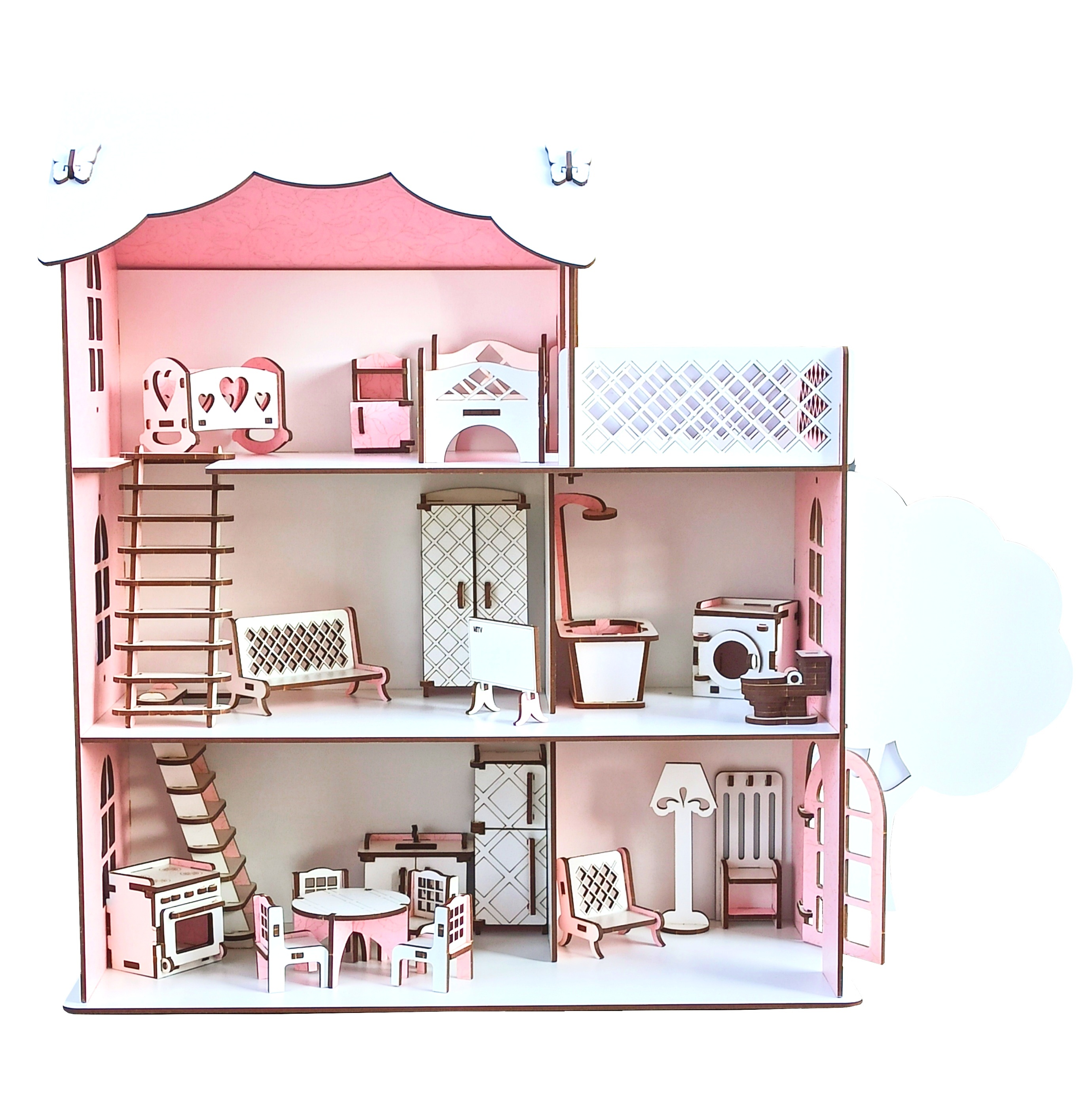 Кукольный домик розовый снежок