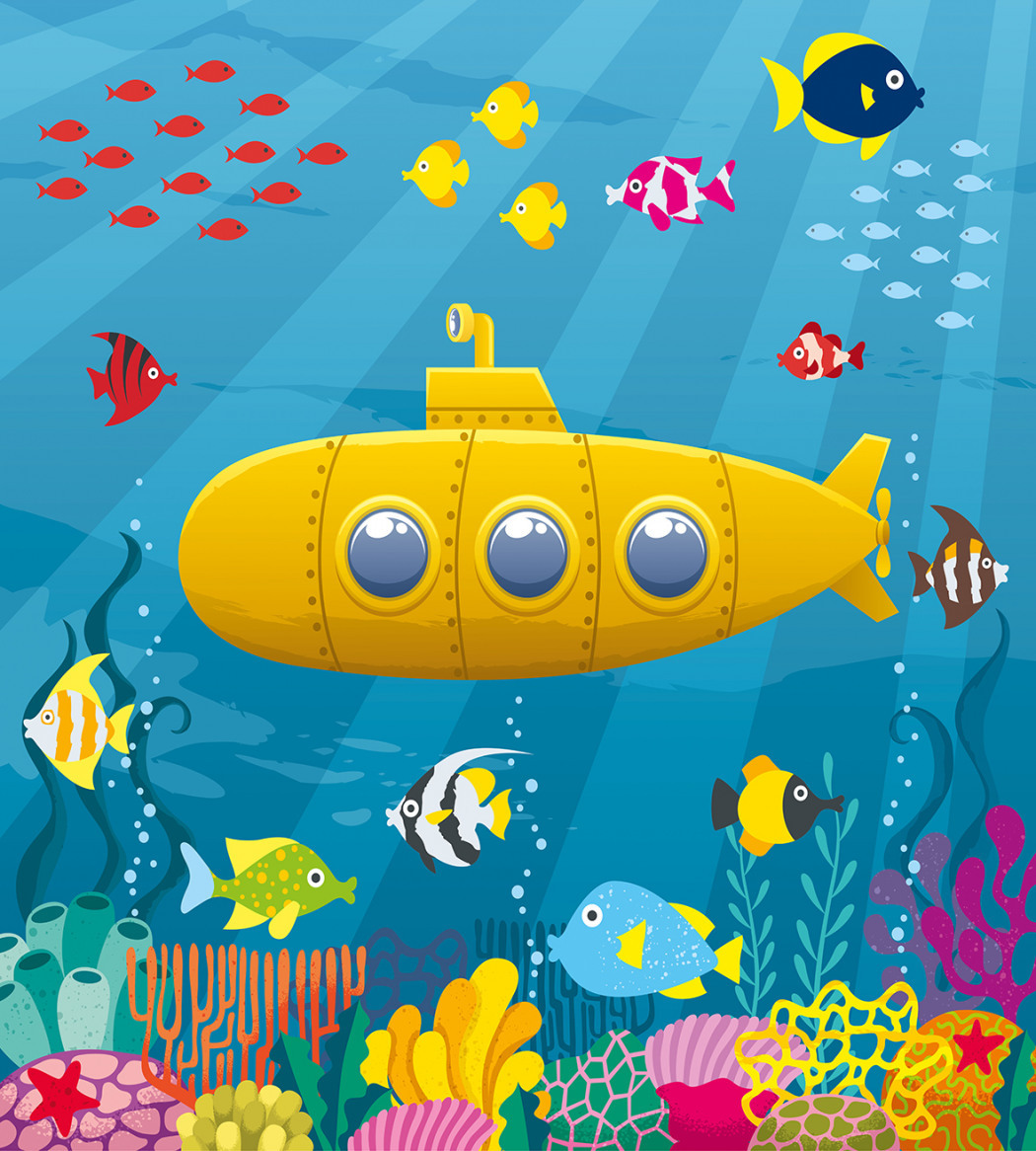 Подводная лодка в море детская