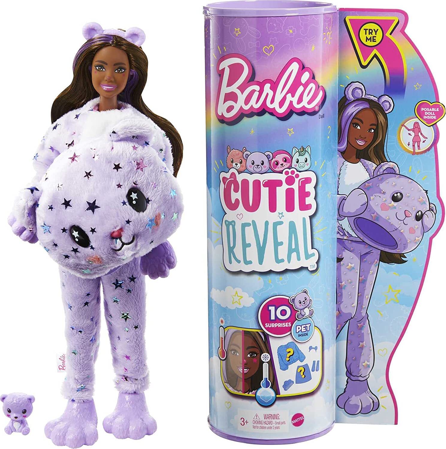 Кукла Barbie Cutie Reveal Плюшевый мишка плюшевый костюм куклы с 10  сюрпризами 2022 новая версия - купить с доставкой по выгодным ценам в  интернет-магазине OZON (784716613)