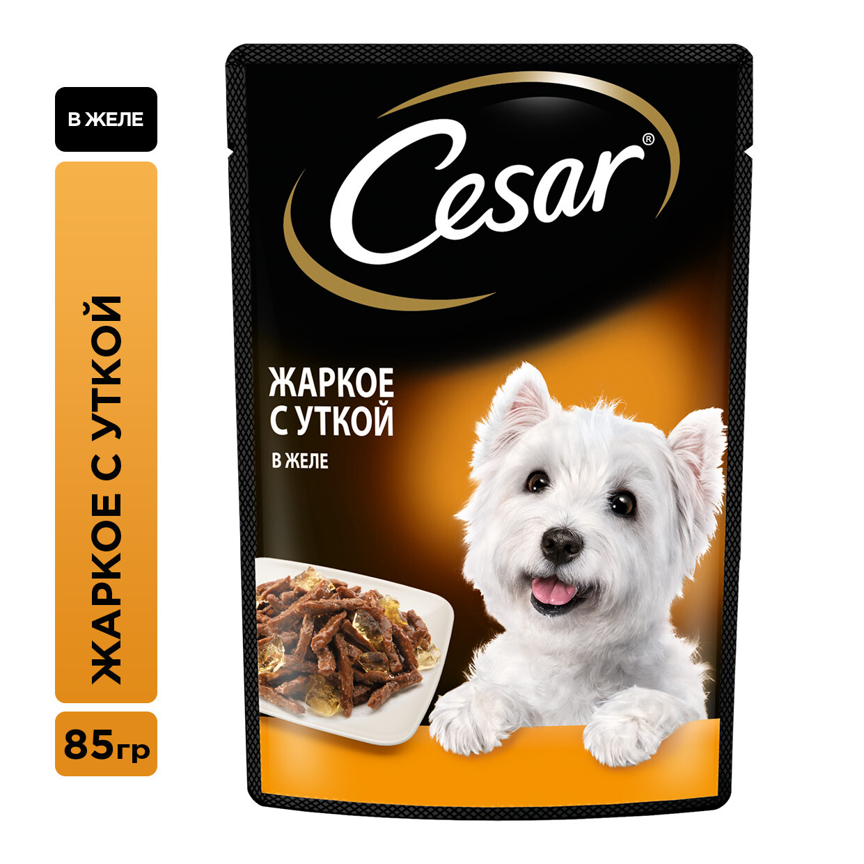 Влажный корм для собак Cesar Adult, жаркое с уткой, кусочки в желе, 85 г