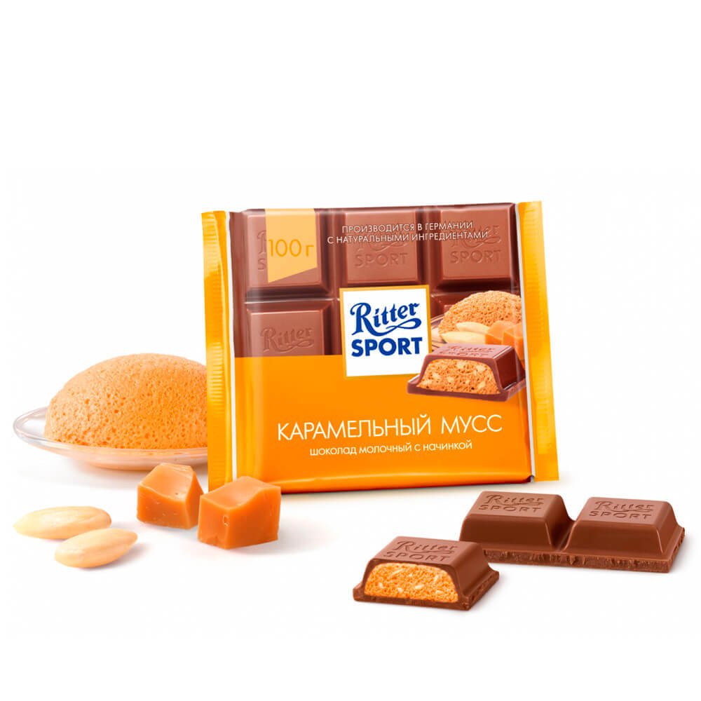 Шоколад Ritter Sport миндаль в карамели молочный