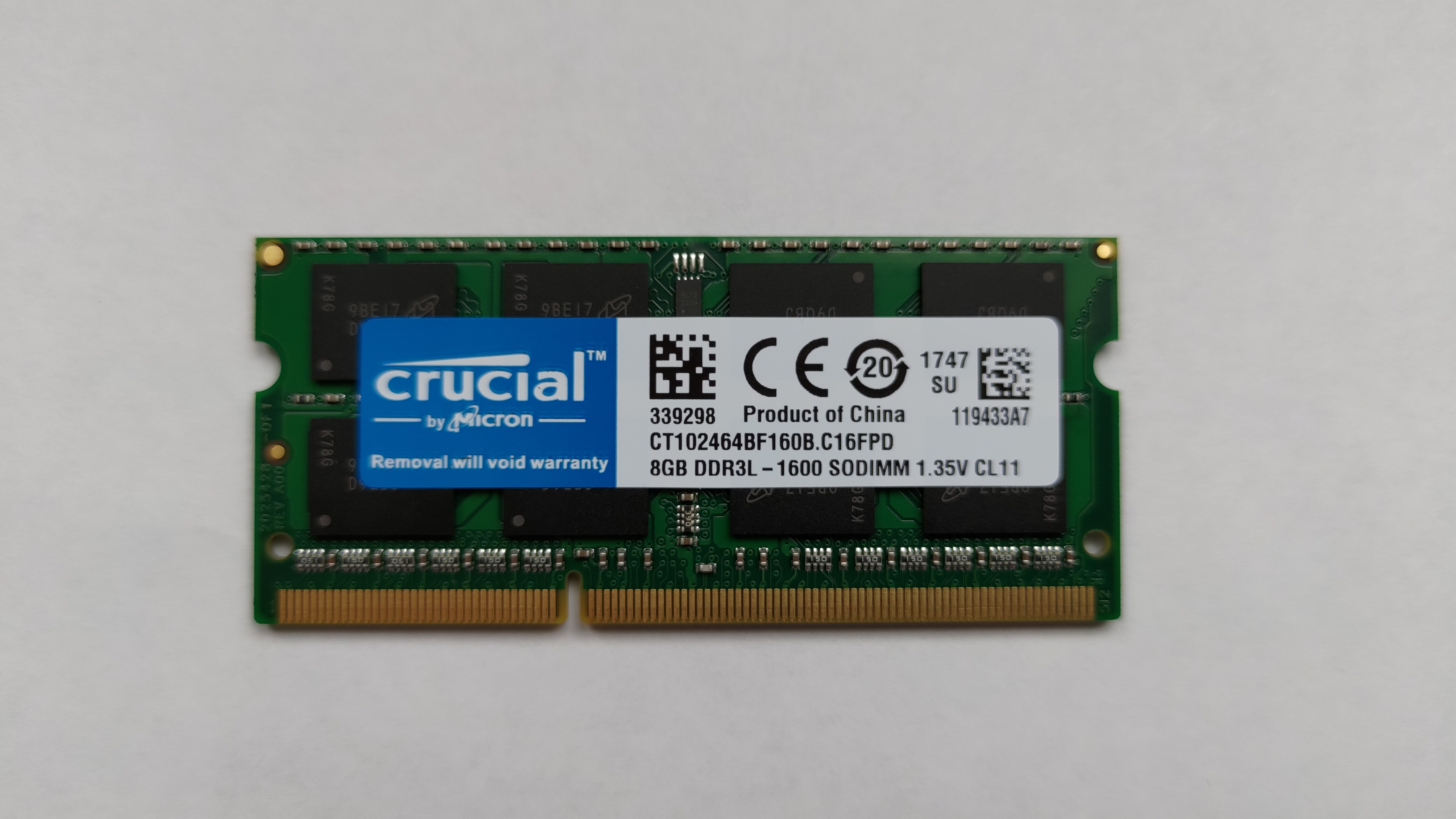 Crucial Оперативная память DDR3L 8 ГБ 1600 MHz SO-DIMM PC3L-12800s 1x8 ГБ (CT102464BF160B)