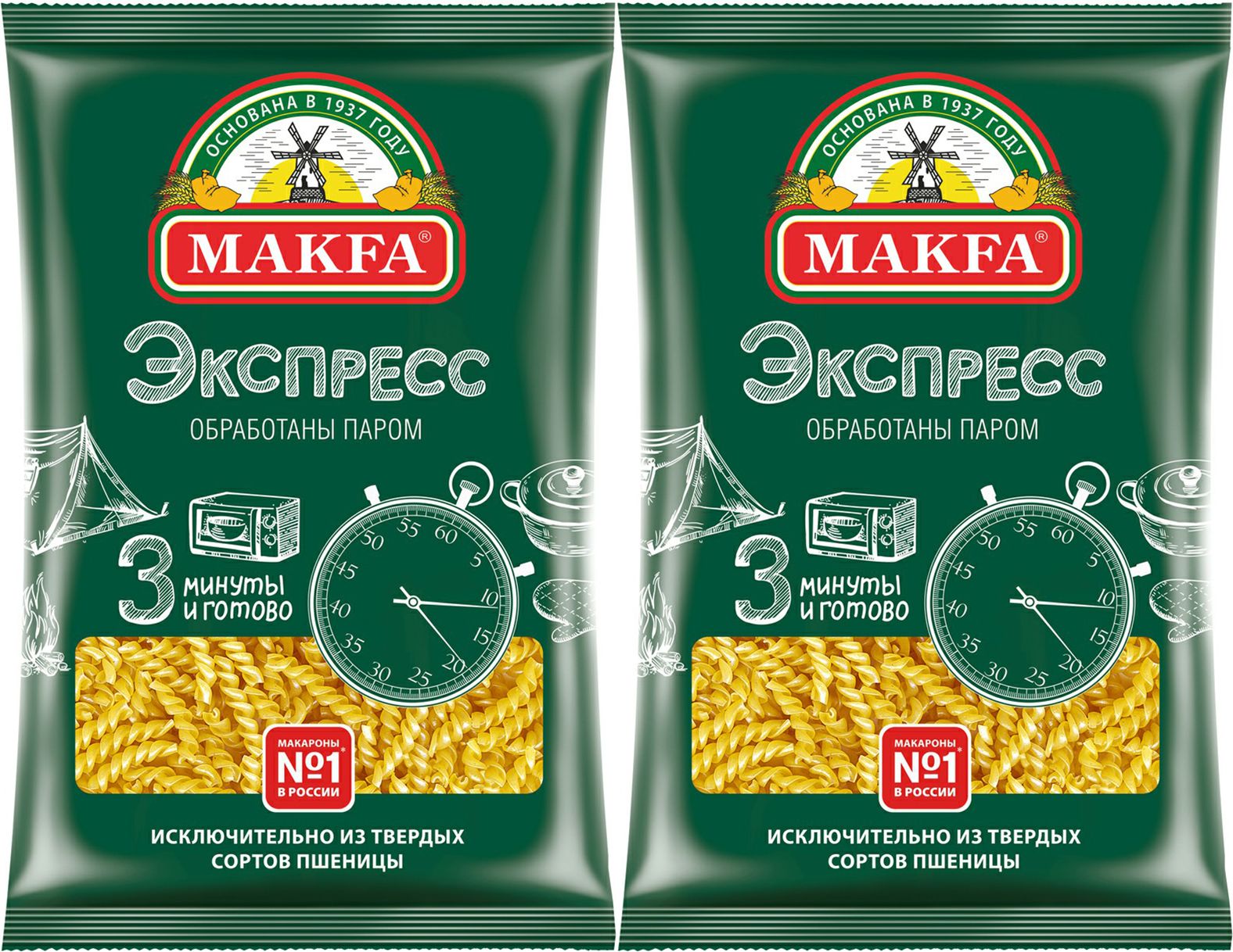 Макаронные изделия Makfa Экспресс Спиральки, комплект: 2 упаковки по 400 г  - купить с доставкой по выгодным ценам в интернет-магазине OZON (696968806)