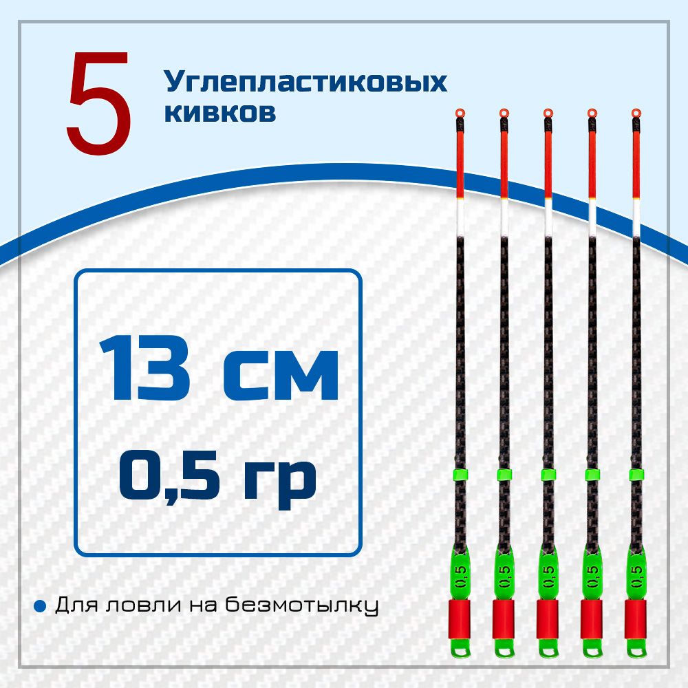 Набор5шт.карбоновыхсторожковкивковЛевша-НН"STYLECarbonSporttex"длязимнейрыбалки13см,0.5г