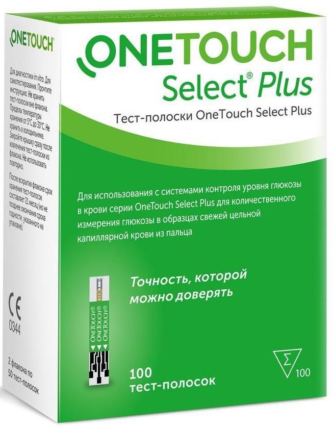 Тест-полоски One Touch Select Plus, 100 шт.