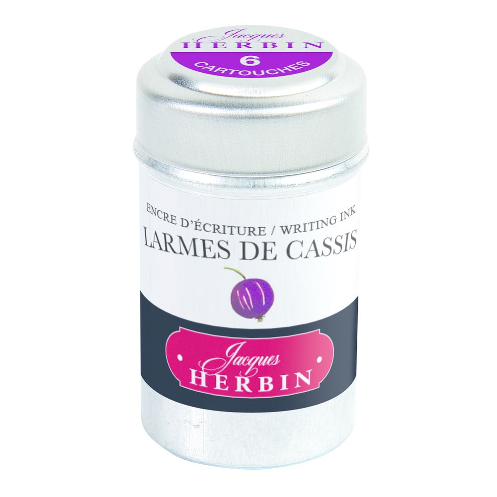 Картриджи для перьевой ручки Herbin, Larmes de cassis Смородиновые слезы, 6 шт, международный формат, короткие (international short)