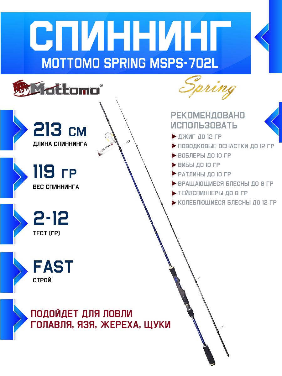 СпиннингдлярыбалкиMottomoSpringMSPS-702L213см/2-12g