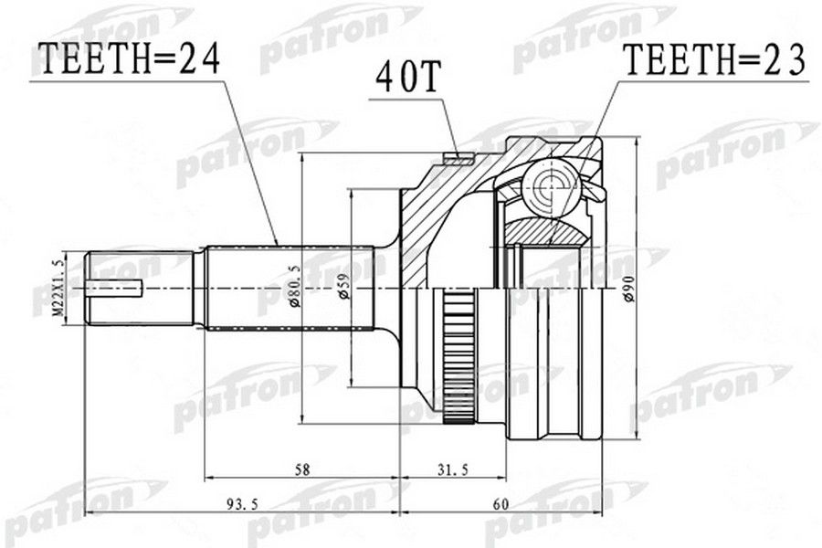 Шрус наружный мк. Шрус наружный с кольцом ABS 27x56x24 ABS:44t. Шрус наружный pcv1408. Шрус patron pcv1718. 24 40 23 Шрус patron.