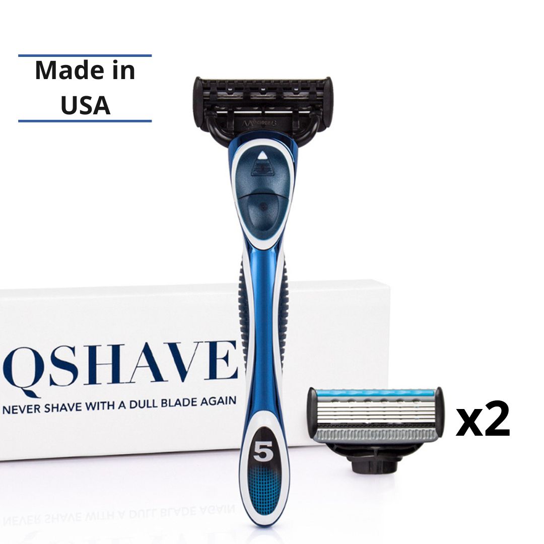 <b>Бритва</b> для мужчин QShave Blue обладает удобной и эргономичной ручкой, котор...