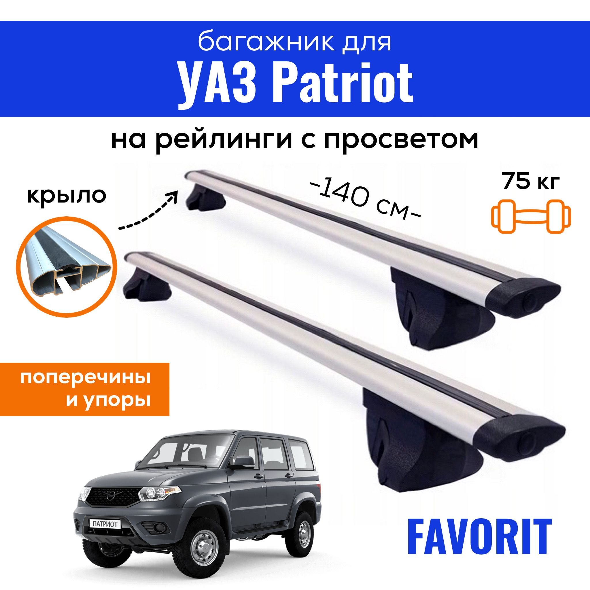 Комплект багажника Inter Favorit-UAZ-Patriot - купить по доступным ценам в  интернет-магазине OZON (837066757)