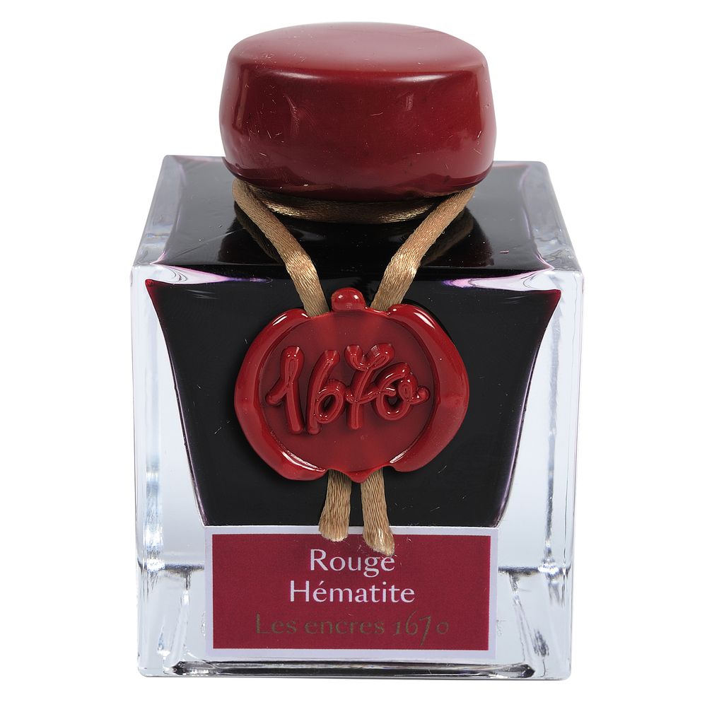 Чернила в банке Herbin Prestige 1670, 50 мл, Rouge Hematite Красный с золотыми блестками