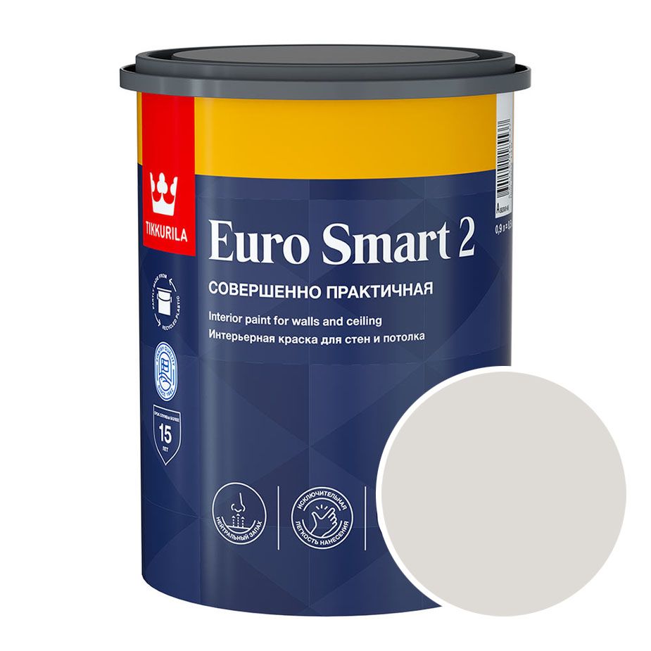 КраскаинтерьернаяTikkurilaEuroSmart2RAL9002(Серо-белый-Greywhite)0,9л