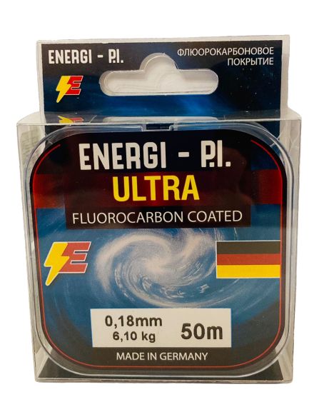 Леска рыболовная, монофильная ULTRA Fluorocarbon coated, 50 м; 0.18 мм ENERGI-P.I.