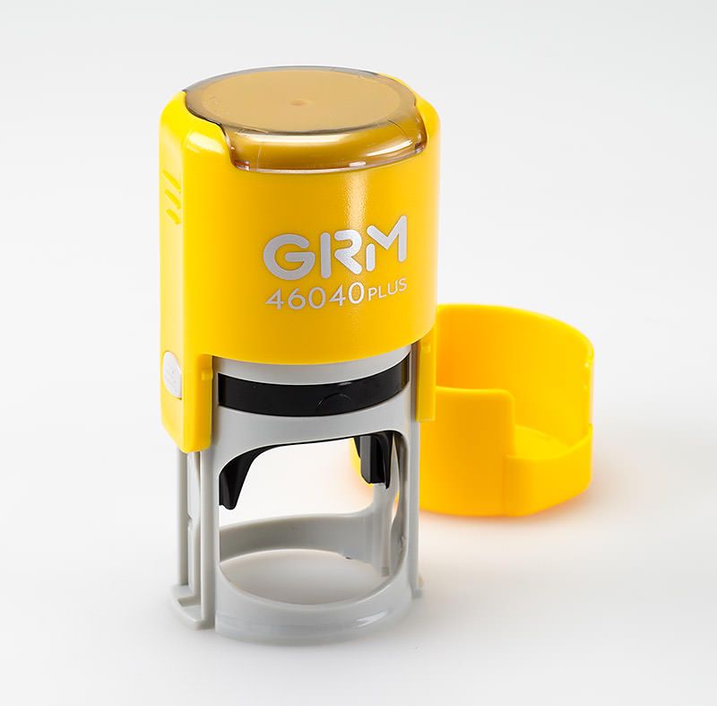 Оснастка для печатей GRM 46040 plus оттиск D 40 мм, ЖЕЛТЫЙ корпус, крышка, подушка в комплекте