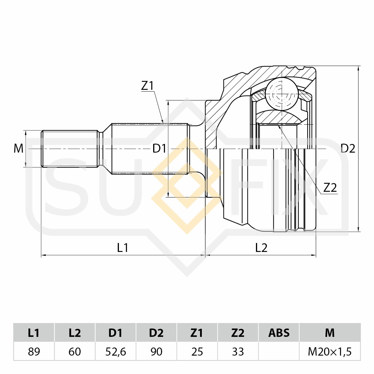 ШРУС наружный ST-1067 SUFIX ST-1067